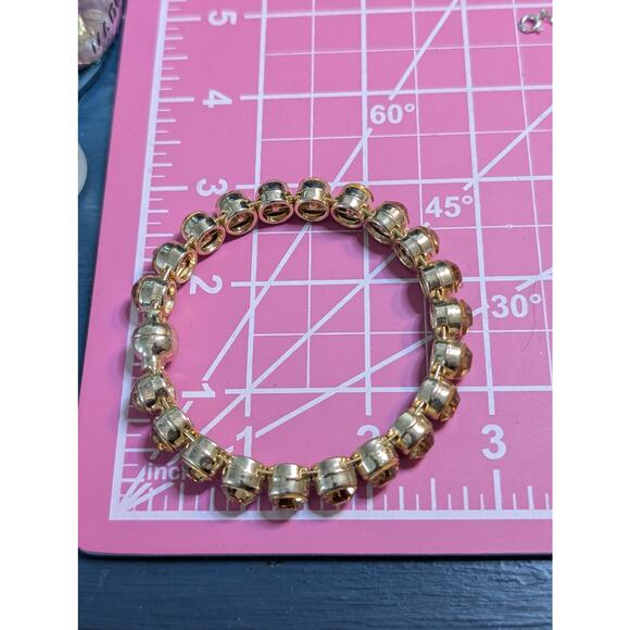 Topaz Crystal Gold Tone Magnetic Close Bangle Bracelet - Picture 6 of 8